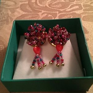 Vintage Multicolor Seed Bead Dangle Earrings